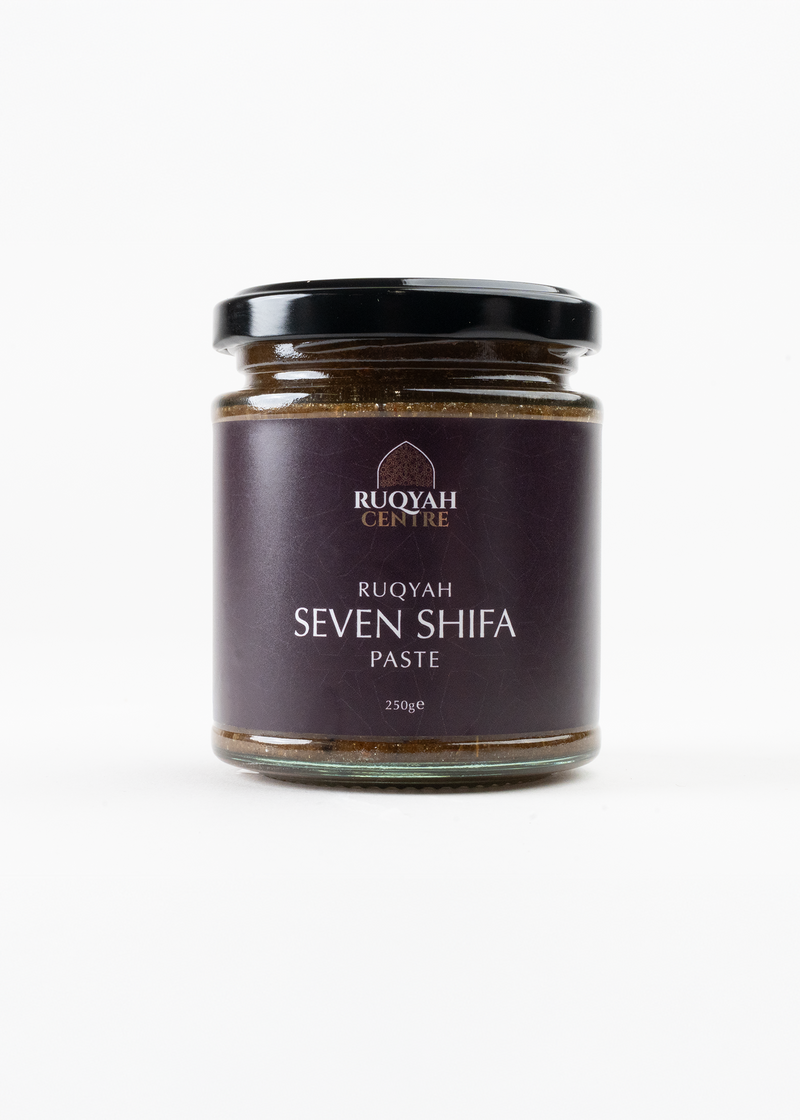 Experience the Ruqyah Seven Shifā’ Paste, a prophetic blend of Zamzam, Ajwa, black seed, costus, honey and more. Crafted for immunity, healing and spiritual protection.