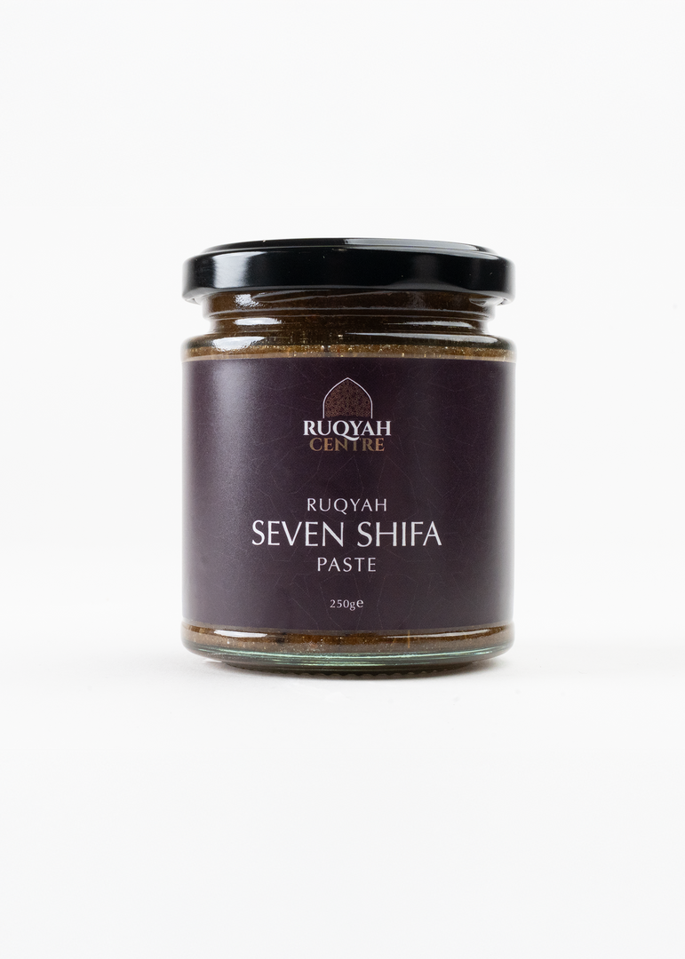Experience the Ruqyah Seven Shifā’ Paste, a prophetic blend of Zamzam, Ajwa, black seed, costus, honey and more. Crafted for immunity, healing and spiritual protection.